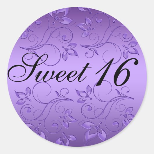 Paarse en zwarte bloemenzoete zestien Sticker (Voorkant)