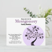 Paarse en zwarte boomfamilie reünie kaart (Staand voorkant)