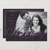 Paarse en zwarte bruiloft kaart (Voorkant / Achterkant)