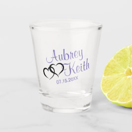 Paarse en zwarte bruiloft Keepsake Shot Glas