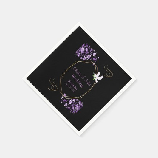 Paarse en zwarte bruiloft Napkins Servet (Hoek)