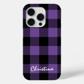 Paarse en zwarte Buffalo Plaid Gepersonaliseerd Case-Mate iPhone Case (Achterkant)