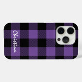 Paarse en zwarte Buffalo Plaid Gepersonaliseerd Case-Mate iPhone Case (Achterkant (horizontaal))