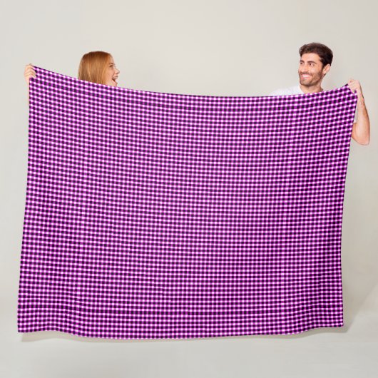 Paarse en zwarte cheques, grote rugleuning fleece deken (In situ)
