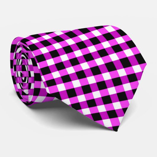 Paarse en zwarte controles, Stropdas (Opgerold)