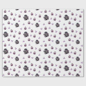 Paarse en zwarte cupcake inpakpapier rol (Vlak)