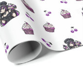 Paarse en zwarte cupcake inpakpapier rol (Rol Hoek)