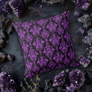 Paarse en zwarte Damask Kussen