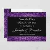 Paarse en zwarte Damask Save The Date Briefkaart (Voorkant / Achterkant)