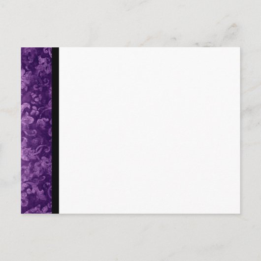 Paarse en zwarte Damask Save The Date Briefkaart (Achterkant)