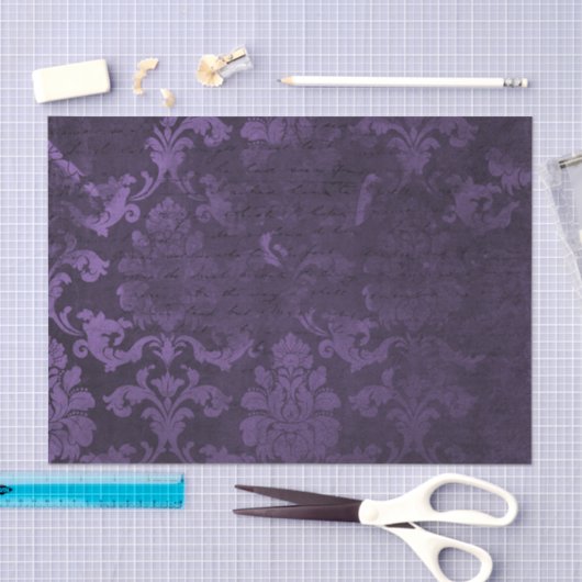 Paarse en zwarte Damask Tissuepapier (Craft)