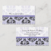 Paarse en zwarte Damask Trouwtafel Plaats Kaarten Plaatskaartje (Voorkant / Achterkant)