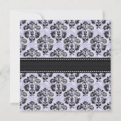 Paarse en zwarte Damask Wedding-uitnodigingen Kaart (Achterkant)