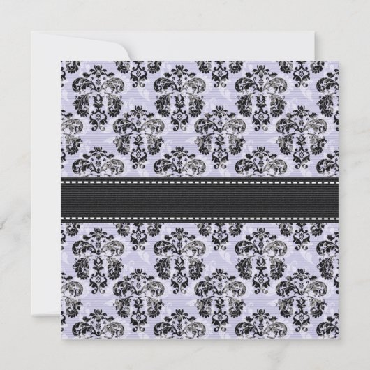 Paarse en zwarte Damask Wedding-uitnodigingen Kaart (Achterkant)