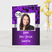 Paarse en zwarte damast zoet zestien kaart (Gele Bloem)