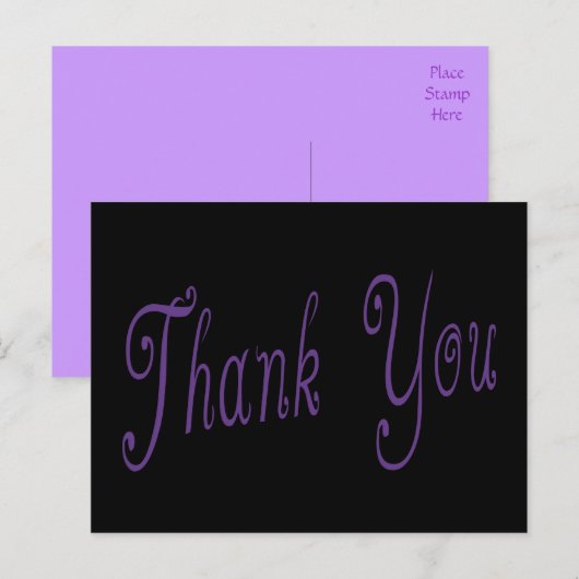 Paarse en zwarte dankjewel Briefkaart (Voorkant / Achterkant)
