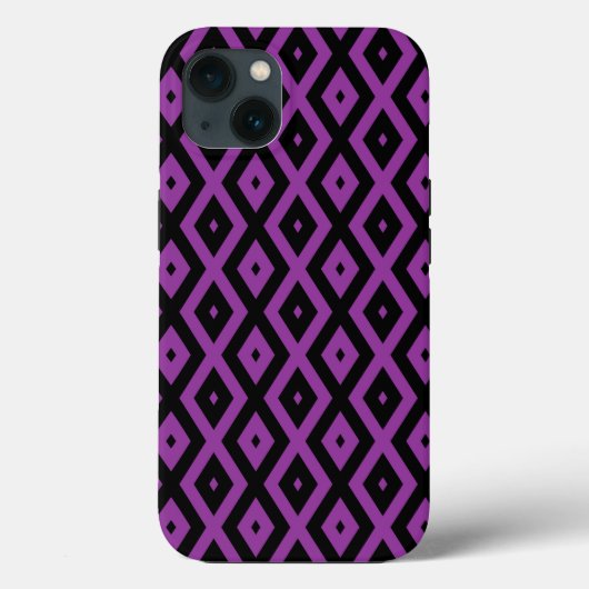 Paarse en zwarte diamant patroon Case-Mate iPhone Case (Achterkant)