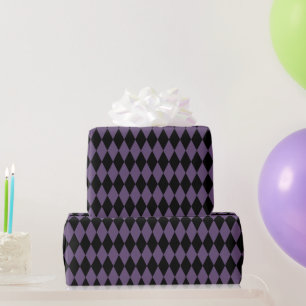 Paarse en zwarte diamantpatroon Halloween Cadeaupapier