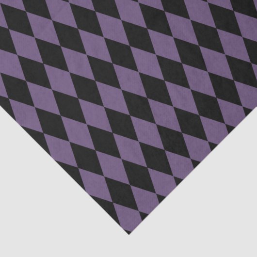 Paarse en zwarte diamantpatroon Halloween Tissuepapier (Detail)