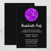 Paarse en zwarte Disco Ball Bachelorette Party Kaart (Voorkant / Achterkant)