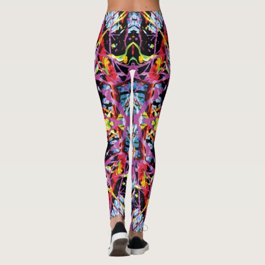 Paarse en zwarte etherische convulsiesplatter leggings (Achterkant)
