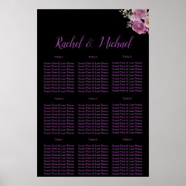  paarse en zwarte Floral Charm Wedding Poster