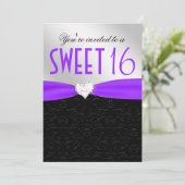 Paarse en zwarte Floral Damask Diamond Heart Kaart (Staand voorkant)