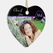 Paarse en zwarte foto-Afstuderen Keramisch Ornament (Rechts)