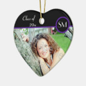 Paarse en zwarte foto-Afstuderen Keramisch Ornament (Links)