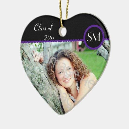 Paarse en zwarte foto-Afstuderen Keramisch Ornament (Links)