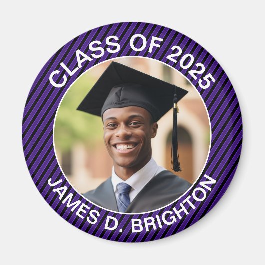 Paarse en zwarte foto Football Afstuderen Magneet (Voorkant)