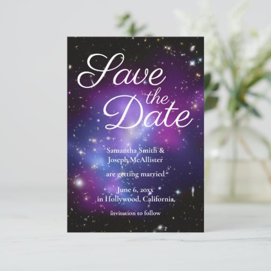 Paarse en zwarte foto Opslaan Datum Kaart (Staand voorkant)