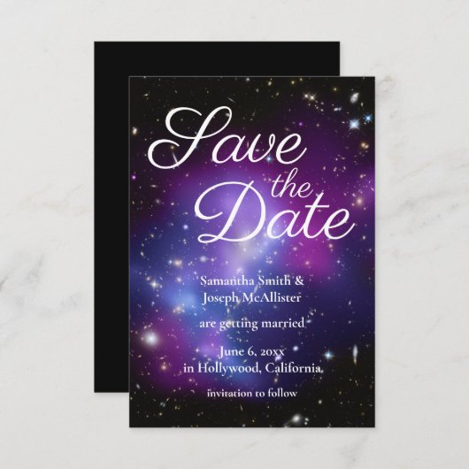 Paarse en zwarte foto Opslaan Datum Kaart (Voorkant / Achterkant)