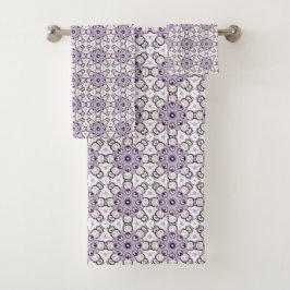 Paarse en zwarte geometrische handdoek
