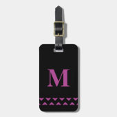 Paarse en zwarte gepersonaliseerde monogram bagagelabel (Voorkant verticaal)
