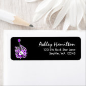 Paarse en zwarte gitaar rockster etiket (Insitu)