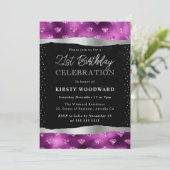 Paarse en zwarte Glitter Diamonds 21e verjaardag Kaart (Staand voorkant)