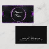 Paarse en zwarte Glitter Rhinestone Beauty Visitekaartje (Voorkant / Achterkant)