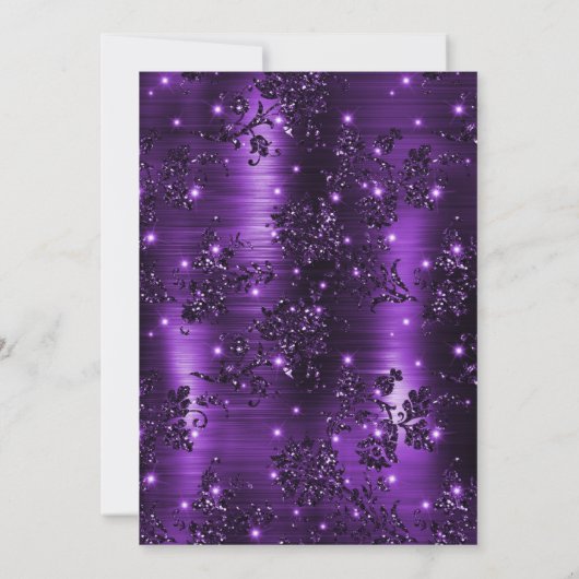 Paarse en zwarte glitter shimmer 21ste verjaardag kaart (Achterkant)