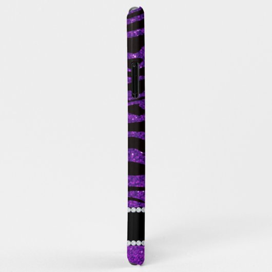 Paarse en zwarte Glitter Tiger Print Diamonds Case-Mate iPhone Case (Achterkant/rechts)