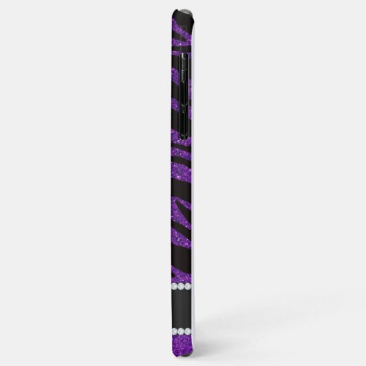 Paarse en zwarte Glitter Tiger Print Diamonds Case-Mate iPhone Case (Achterkant/links)