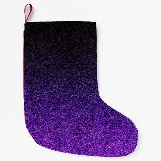 Paarse en zwarte glittergradiënt kleine kerstsok (Voorkant)