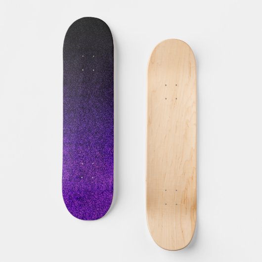 Paarse en zwarte glittergradiënt skateboard (Voorkant)
