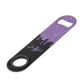 Paarse en zwarte glittersnelheidsflesopener speed flessenopener (Voorkant Gekanteld)