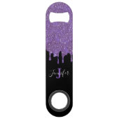 Paarse en zwarte glittersnelheidsflesopener speed flessenopener (Achterkant)