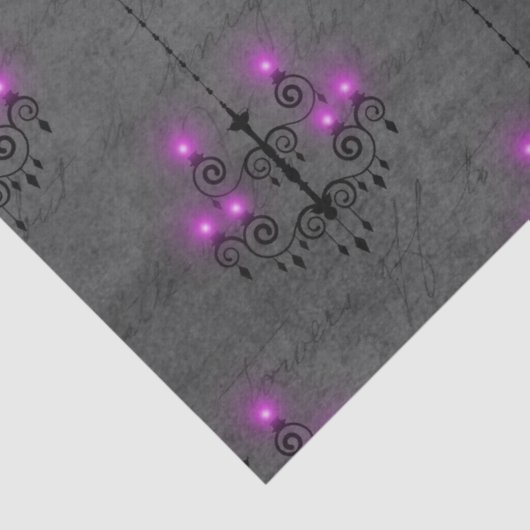 Paarse en zwarte Gothic Chandelier Decoupage Tissuepapier (Detail)