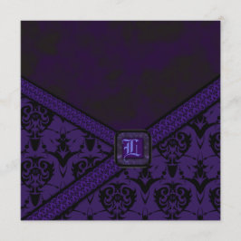 Paarse en zwarte Gothic Lace Wedding Kaart