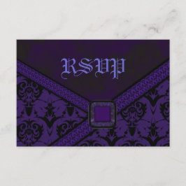 Paarse en zwarte Gothic Lace Wedding RSVP Kaartje