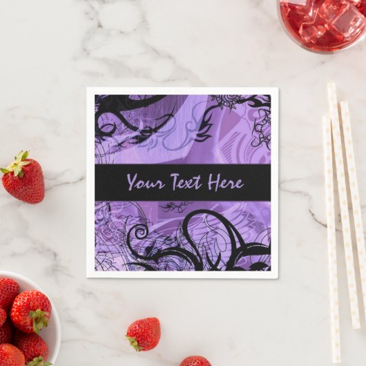 Paarse en zwarte Gothic Pattern Personaliseerde Na Servet (Insitu)