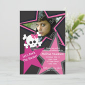 Paarse en zwarte Gothic Rock Star Birthday Kaart (Staand voorkant)